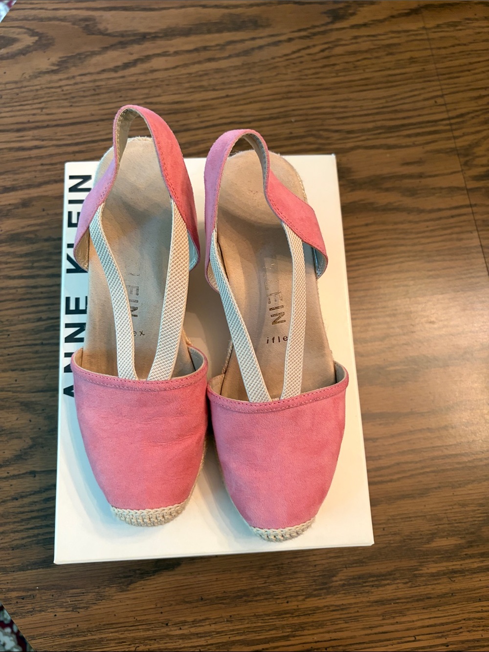 Anne Klein Pink Suede Slingback Espadrilles